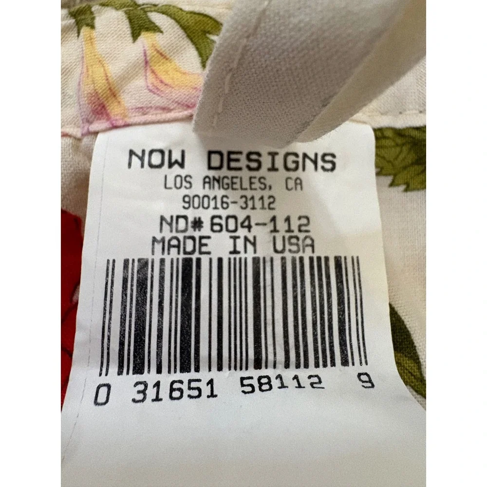 Now Designs Botanical Butterfly Floral Cotton Bib Apron White Multi Made in USA